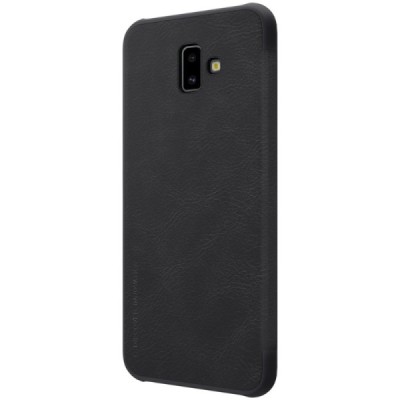Prabangus „Nillkin“ Qin serijos juodas odinis atverčiamas Samsung Galaxy J6+ 2018 (J610) dėklas / Priedai.lt