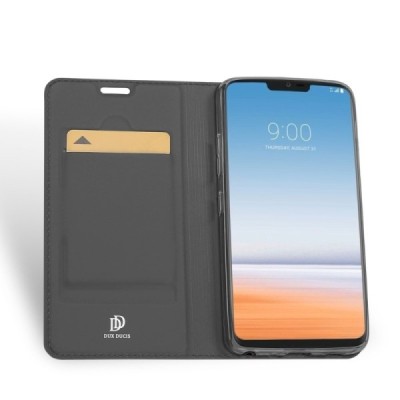 „Dux Ducis“ Skin serijos LG G7 ThinQ juodas odinis atverčiamas dėklas / Priedai.lt