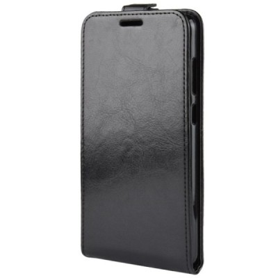 Samsung Galaxy A9 2018 (A9 Star Pro) klasikinis vertikaliai atverčiamas juodas odinis dėklas / Priedai.lt