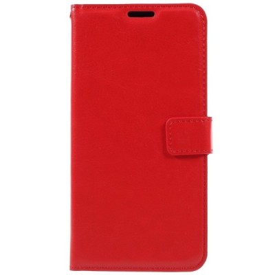Samsung Galaxy J6+ 2018 (J610) atverčiamas raudonas odinis dėklas - piniginė / Priedai.lt