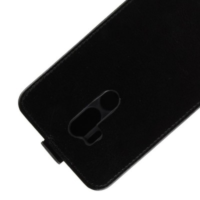 LG G7 ThinQ klasikinis vertikaliai atverčiamas juodas odinis dėklas / Priedai.lt