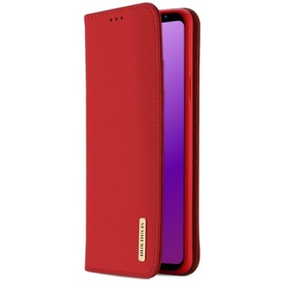 „Dux Ducis“ Wish serijos Samsung Galaxy S9 (G960) raudonas odinis atverčiamas dėklas / Priedai.lt