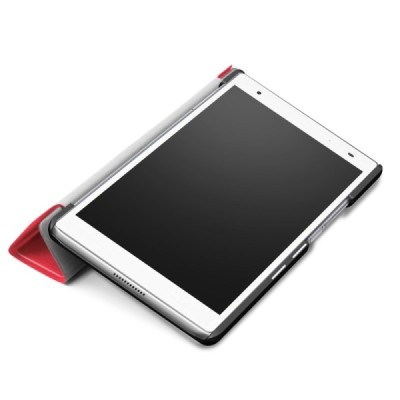 Lenovo Tab4 8 Plus (TB-8704F/N) atverčiamas raudonas odinis dėklas (sulankstomas) / Priedai.lt
