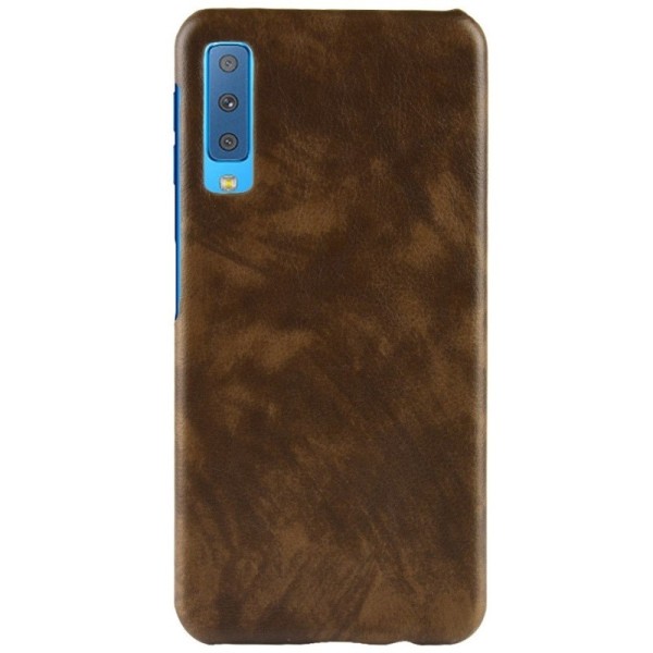 „Litchi“ Skin Leather kaaned - pruun (Galaxy A7 2018)