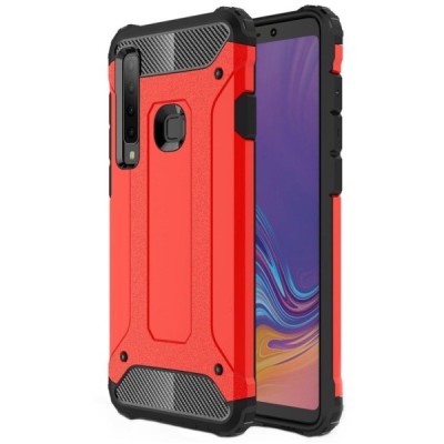 Sustiprintos apsaugos Samsung Galaxy A9 2018 (A9 Star Pro) raudonas kieto silikono (TPU) ir plastiko dėklas / Priedai.lt