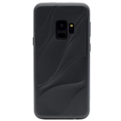 „3D“ Wave Pattern Samsung Galaxy S9 (G960) juodas kieto silikono (TPU) ir plastiko dėklas / Priedai.lt