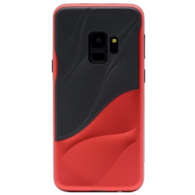 „3D“ Wave Pattern Samsung Galaxy S9 (G960) raudonai juodas kieto silikono (TPU) ir plastiko dėklas / Priedai.lt