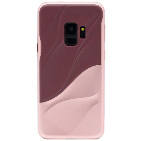 „3D“ Wave Pattern kaaned - burgundi / roosa (Galaxy S9)