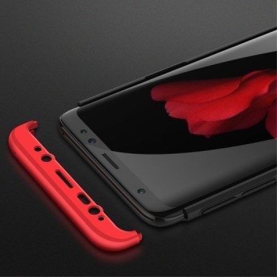 „Thin Fit 360“ plastikinis Samsung Galaxy S9 (G960F) juodas dėklas - nugarėlė raudonos spalvos apvadais / Priedai.lt