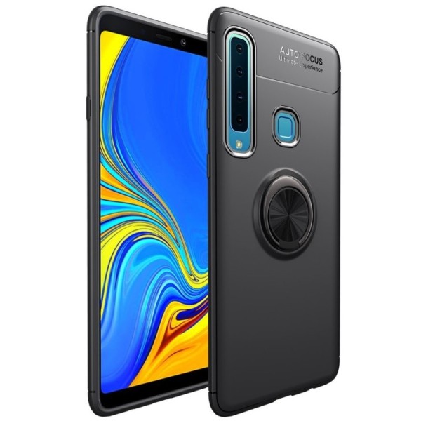 „FOCUS“ Kickstand Kõva silikoon (TPU) kaaned - must (Galaxy A9 2018)