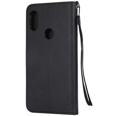 Xiaomi Redmi Note 6 Pro atverčiamas juodas odinis dėklas, knygutė - piniginė / Priedai.lt