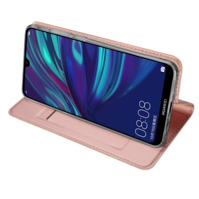 „Dux Ducis“ Skin serijos Huawei P smart 2019 (Honor 10 Lite) rožinis odinis atverčiamas dėklas / Priedai.lt
