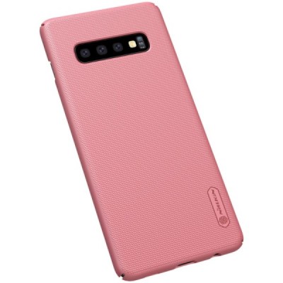 Samsung Galaxy S10 (G973) Nillkin Frosted Shield rožinis plastikinis dėklas / Priedai.lt