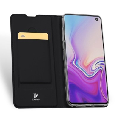 „Dux Ducis“ Skin serijos Samsung Galaxy S10 (G973) juodas odinis atverčiamas dėklas / Priedai.lt