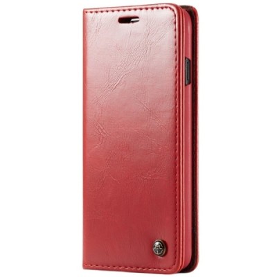 Samsung Galaxy S10 (G973) „CaseMe“ solidus atverčiamas raudonas odinis dėklas - knygutė / Priedai.lt
