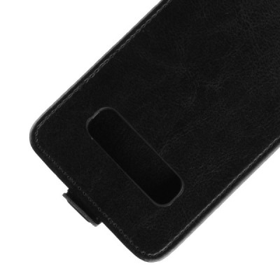 Samsung Galaxy S10 (G973) klasikinis vertikaliai atverčiamas juodas odinis dėklas / Priedai.lt