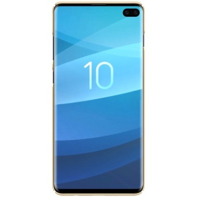 Samsung Galaxy S10+ (G975) Nillkin Frosted Shield auksinis plastikinis dėklas / Priedai.lt