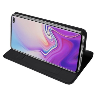 „Dux Ducis“ Skin serijos Samsung Galaxy S10+ (G975) juodas odinis atverčiamas dėklas / Priedai.lt