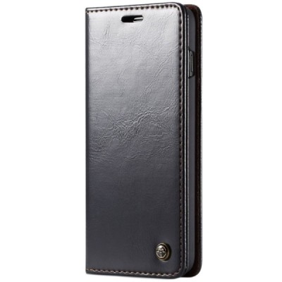 Samsung Galaxy S10+ (G975) „CaseMe“ solidus atverčiamas juodas odinis dėklas - knygutė / Priedai.lt