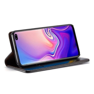 Samsung Galaxy S10+ (G975) „CaseMe“ solidus atverčiamas juodas odinis dėklas - knygutė / Priedai.lt