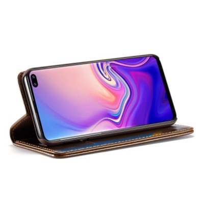 Samsung Galaxy S10+ (G975) „CaseMe“ solidus atverčiamas rudas odinis dėklas - knygutė / Priedai.lt