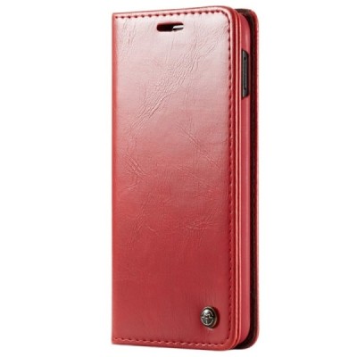 Samsung Galaxy S10e (G970) „CaseMe“ solidus atverčiamas raudonas odinis dėklas - knygutė / Priedai.lt