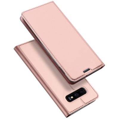 „Dux Ducis“ Skin serijos Samsung Galaxy S10e (G970) rožinis odinis atverčiamas dėklas / Priedai.lt