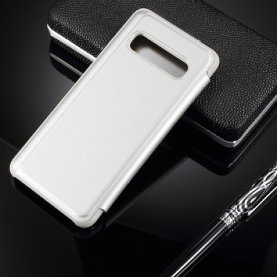 Samsung Galaxy S10+ (G975) plastikinis atverčiamas sidabrinis dėklas / Priedai.lt