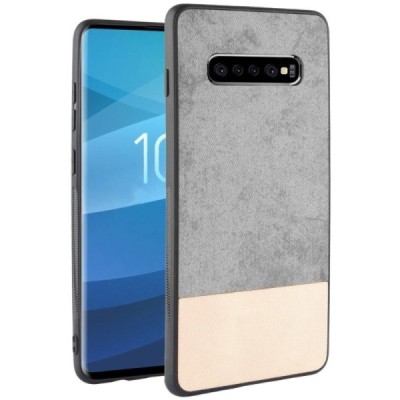 „Bi-Color“ Splicing Samsung Galaxy S10+ (G975) smėlio spalvos, pilkas odinis dėklas / Priedai.lt