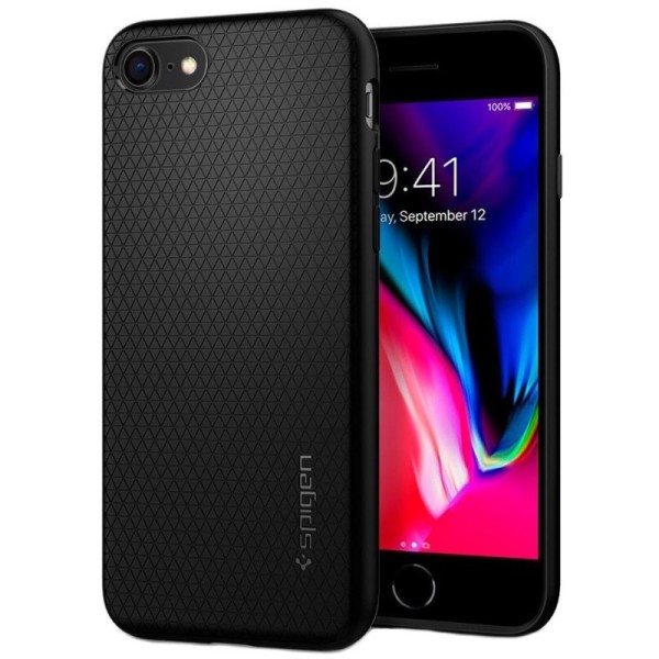 „Spigen“ Liquid Air kaaned - must (iPhone 7 / 8 / SE 2020 / SE 2022)