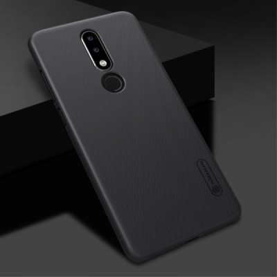 Nokia 5.1 Plus (2018) Frosted Shield juodas plastikinis dėklas + apsauginė ekrano plėvelė / Priedai.lt
