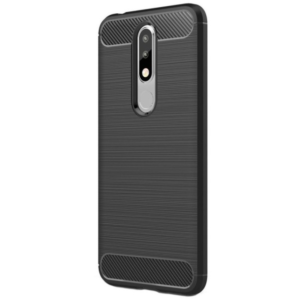 „Carbon“ Kõva silikoon (TPU) kaaned - must (Nokia 5.1 Plus 2018)