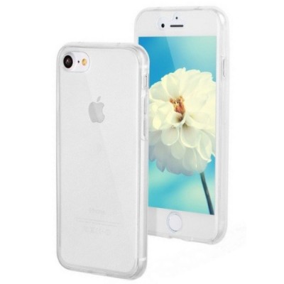 Apple iPhone 7 (iPhone 8) skaidrus (permatomas) dvigubas kieto silikono TPU ploniausias pasaulyje dėklas / Priedai.lt