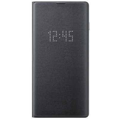 Samsung Galaxy S10 (G973) originalus Led View Cover atverčiamas juodas odinis dėklas - piniginė / Priedai.lt
