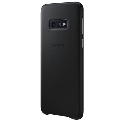 Samsung Galaxy S10e (G970) Leather Cover juodas odinis dėklas / Priedai.lt