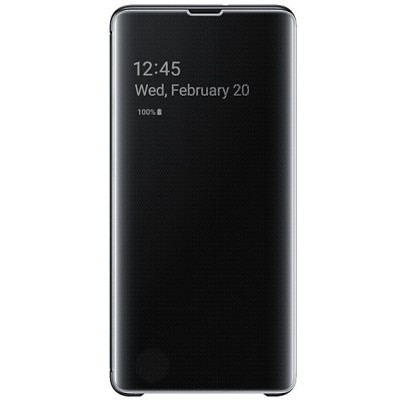 Samsung Galaxy S10+ (G975) originalus Clear View Standing Cover atverčiamas juodas dėklas  / Priedai.lt