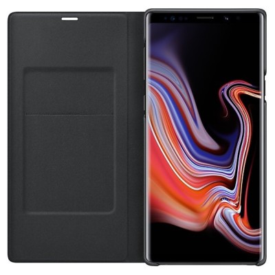 Samsung Galaxy Note 9 (N960F) originalus Led View Cover atverčiamas juodas odinis dėklas - piniginė / Priedai.lt
