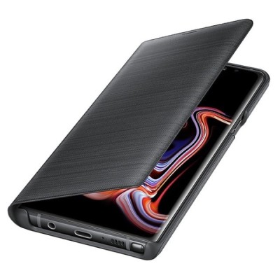 Samsung Galaxy Note 9 (N960F) originalus Led View Cover atverčiamas juodas odinis dėklas - piniginė / Priedai.lt