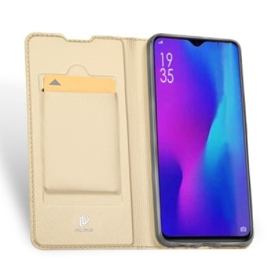 „Dux Ducis“ Skin serijos Huawei P30 auksinis odinis atverčiamas dėklas / Priedai.lt