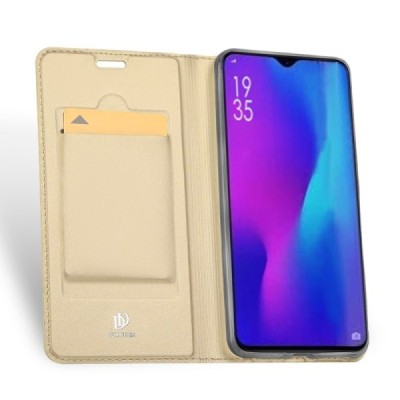 „Dux Ducis“ Skin serijos Huawei P30 Pro auksinis odinis atverčiamas dėklas / Priedai.lt