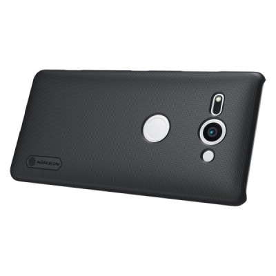 Nillkin Frosted Shield Sony Xperia XZ2 Compact juodas plastikinis dėklas + apsauginė ekrano plėvelė / Priedai.lt