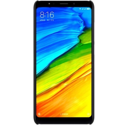 Xiaomi Redmi 5 Nillkin Frosted Shield juodas plastikinis dėklas + apsauginė ekrano plėvelė / Priedai.lt