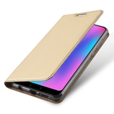„Dux Ducis“ Skin serijos Huawei Honor 10 auksinis odinis atverčiamas dėklas / Priedai.lt