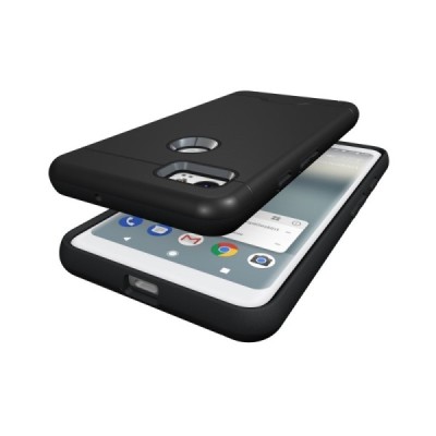 Sustiprintos apsaugos Google Pixel 2 XL juodas kieto silikono (TPU) ir plastiko dėklas / Priedai.lt