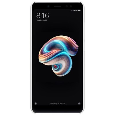 Xiaomi Redmi Note 5 2018 (Redmi Note 5 Pro) Nillkin Frosted Shield baltas plastikinis dėklas + apsauginė ekrano plėvelė / Prieda