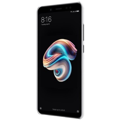 Xiaomi Redmi Note 5 2018 (Redmi Note 5 Pro) Nillkin Frosted Shield baltas plastikinis dėklas + apsauginė ekrano plėvelė / Prieda