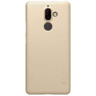 Nokia 7 Plus Frosted Shield auksinis plastikinis dėklas + apsauginė ekrano plėvelė / Priedai.lt