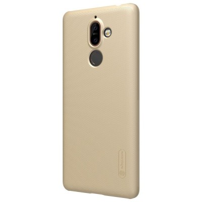 Nokia 7 Plus Frosted Shield auksinis plastikinis dėklas + apsauginė ekrano plėvelė / Priedai.lt