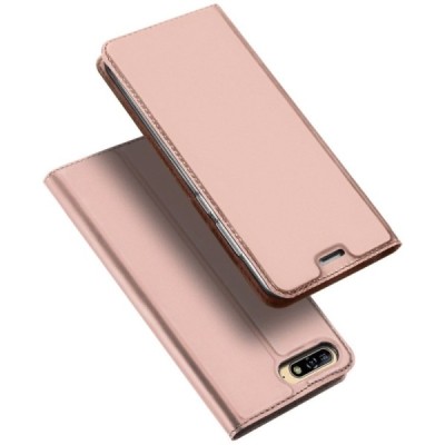 „Dux Ducis“ Skin serijos Huawei Y6 2018 (Honor 7A) rožinis odinis atverčiamas dėklas / Priedai.lt