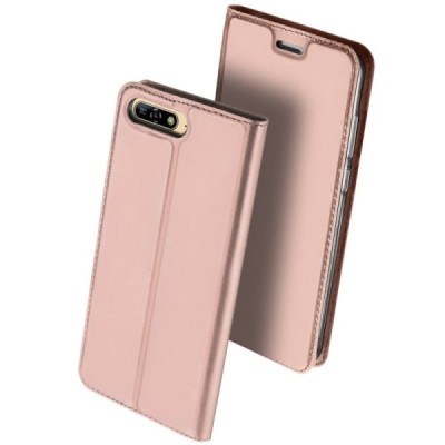 „Dux Ducis“ Skin serijos Huawei Y6 2018 (Honor 7A) rožinis odinis atverčiamas dėklas / Priedai.lt